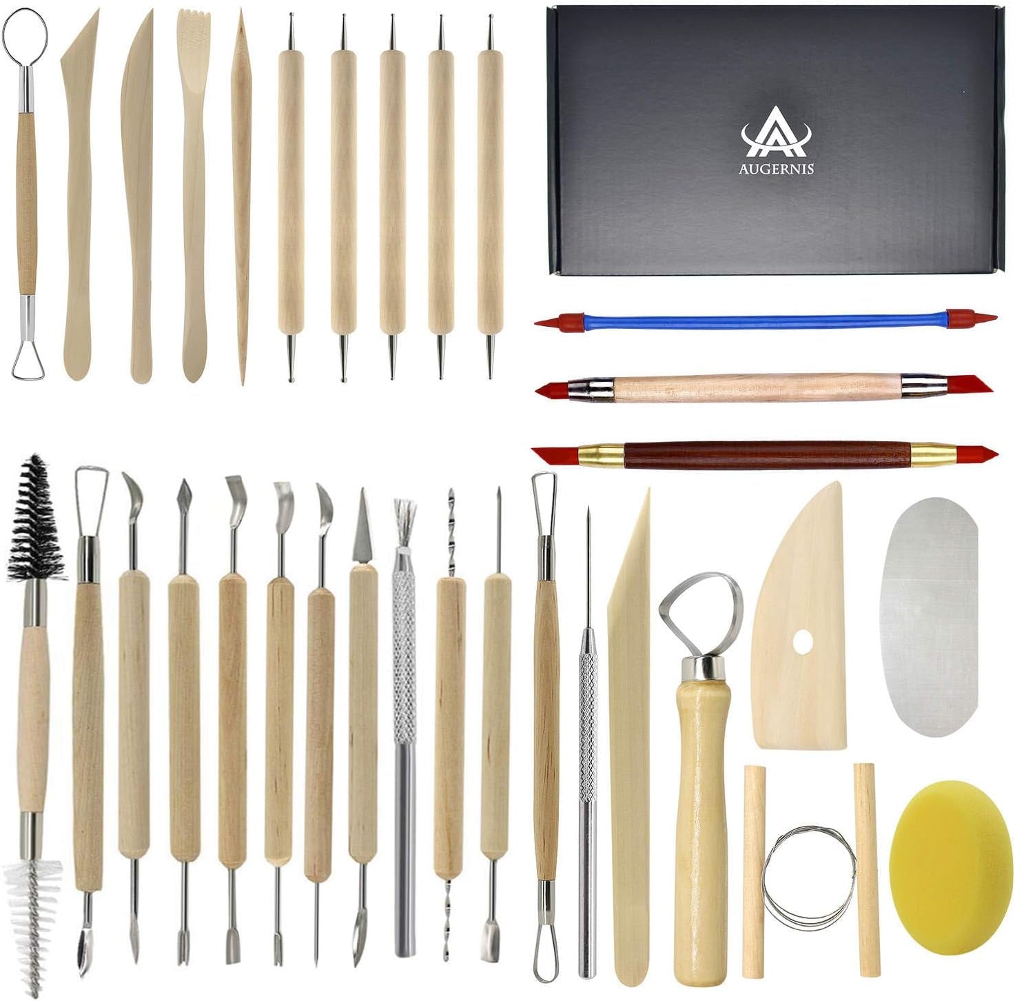 Pottery Sculpting Tools 32PCS Ceramic Clay Carving Tools Set for Beginners Expert Art Crafts Kid'S after School Pottery Classes Club Children Students