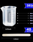 50Ml/1.7Oz Epoxy Mixing Cups, 38PCS Graduated Epoxy Resin Cups, Resin Mixing Cups, Beaker, Pouring Cup, Plastic Measuring Cup for Resin, Epoxy, Acrylic Paint, with 40 PCS Wood Craft Sticks