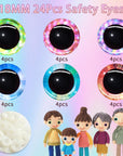 24Pcs 18Mm 3D Glitter Safety Eyes for Crocheting with Washers Crochet Safety Eyes for Amigurumi Tie Dye Laser Gift for Crochet Lovers Halloween Decorations Crochet Accessories