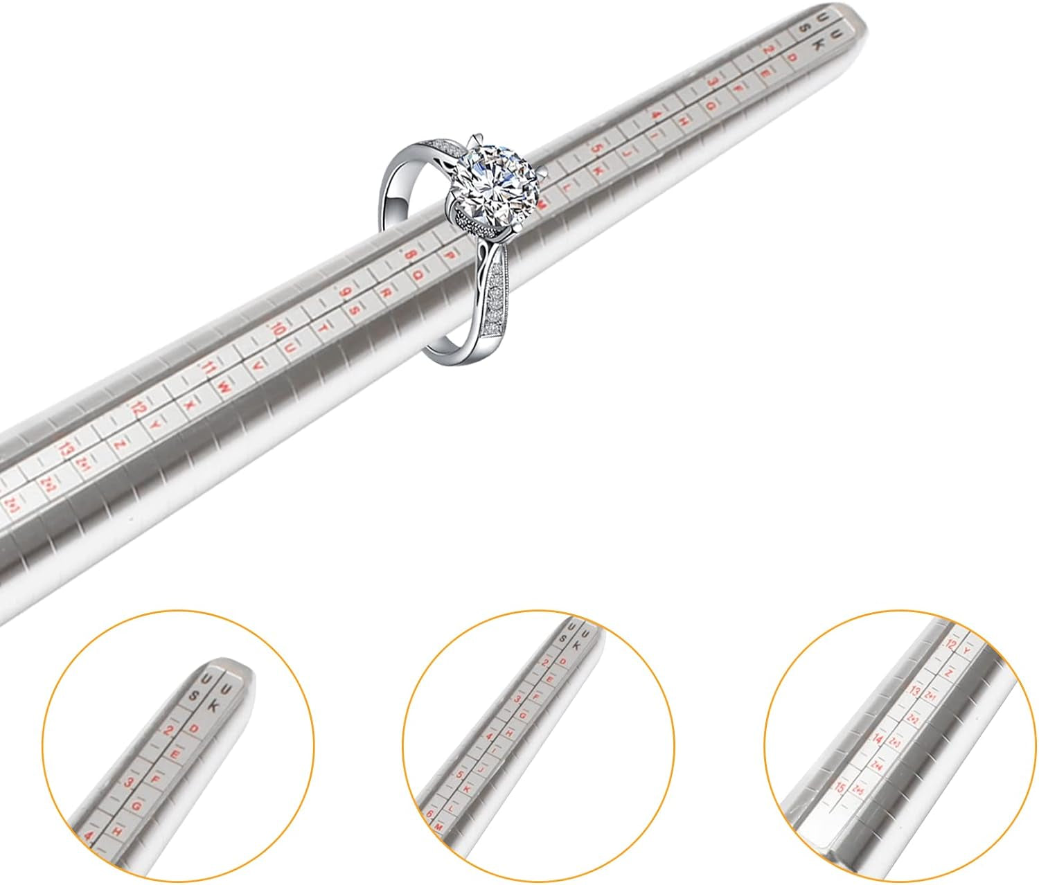 Ring Sizer Measuring Tool, Jewelry Sizers Metal Ring Sizer Gauge Sizing Measuring for Women Men Rings(1 Pack)