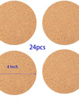 24Pcs Self-Adhesive Mini Backing Cork Tiles Sheets round 4" for DIY Coasters and DIY Crafts Cork Board, Cork Tiles, Cork Mat (Round 24Pcs)