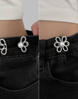 Flower Jeans Button 10 Sets Pant Waist Tightener, Adjustable Waist Buckle Sets No Sew and No Tools Detachable Decorative Waist Buckles, Jean Buttons Pins for Loose Jeans, Pants, Skirts (No Sew)