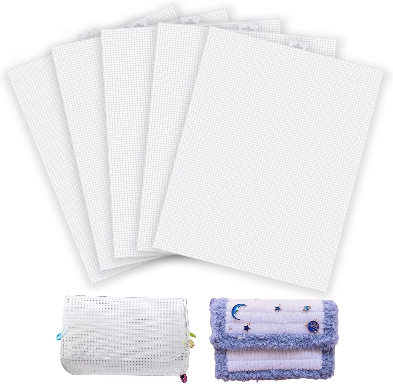 Plastic Mesh , 5 Pieces 7 Count Mesh  for Embroidery Making Cross Stitch Aida Mesh Screen for DIY Crafts, Acrylic Yarn Crafting Knit Crochet Projects (10.2 X 13.2 Inch)