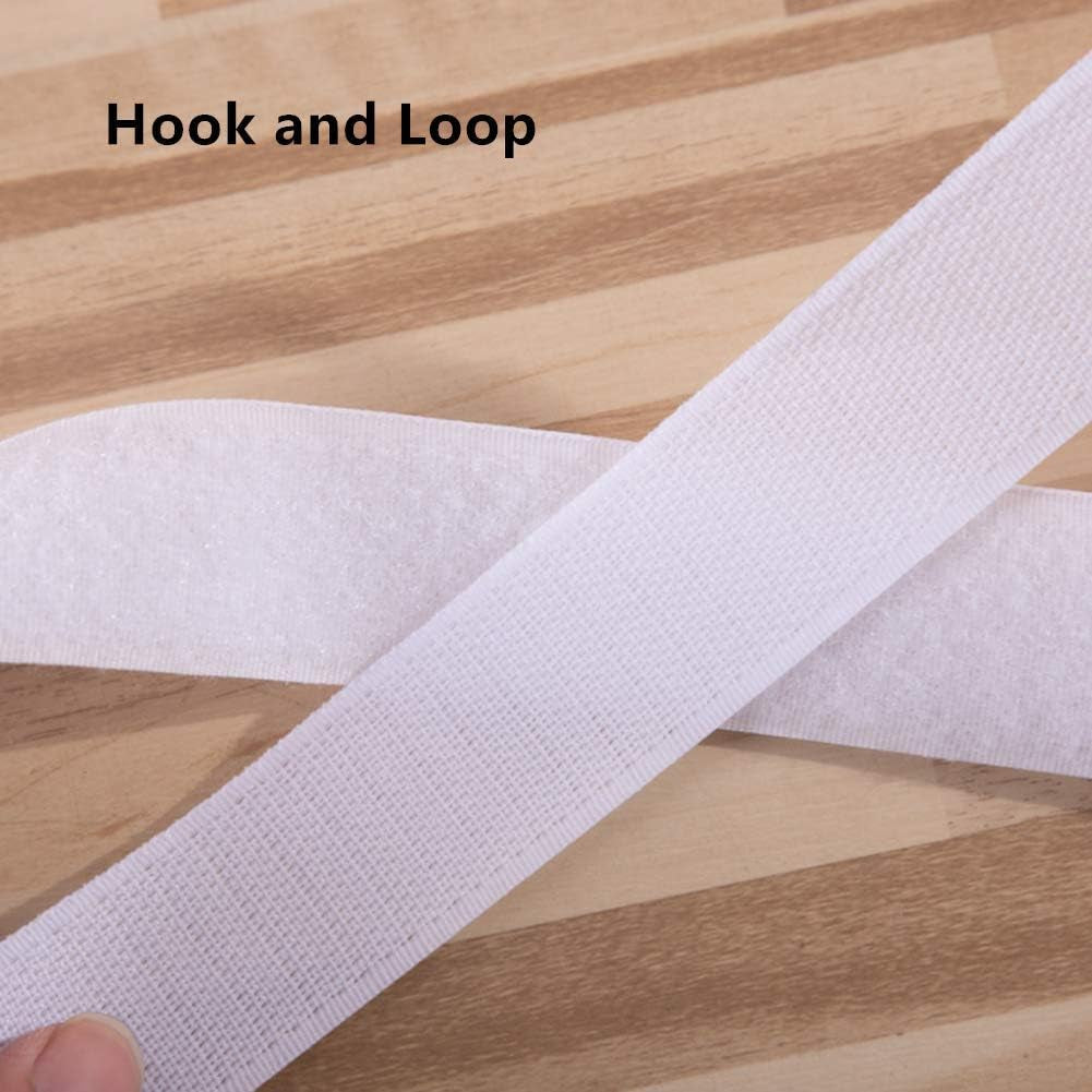 Sew on Hook and Loop Tape 3/4 Inch Width, Non-Adhesive Sticky Back, Sewing Fastening Tape Nylon Fabric Fastener Interlocking Tape Sewing Fasteners for Sewing DIY Crafts (White, 16.4FT)