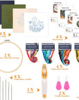 4 Pack Flower Embroidery Kit for Beginners with Pattern and Instructions, Cross Stitch Kits Include 2 Wooden Embroidery Hoops Color Threads Needlepoint Kit for Adults