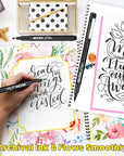 Hand Lettering Pens, Calligraphy Brush Pens Art Markers for Beginners Writing, Sketching, Drawing, Illustration, Scrapbooking, Journaling, Black Ink Pen Set, 8 Sizes