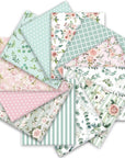 12Pcs Spring Cotton Fabric Bundles 10 X 10 Inch Floral Greenery Printed Fat Quarters Pink Green Retro Quilting Patchwork for DIY Handmade Crafting Home Party Decor