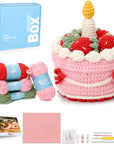 Crochet Kit for Beginners Adults - Strawberry Cake Storage Box Starters Crochet Kit, Including Step-By-Step Video Tutorials, Instruction, Hook, Surprise Gift for Adults, Relaxing Crafts