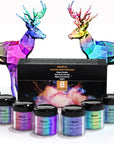 8 Colors Chameleon Mica Powder, Color Shift Mica Powder for Epoxy Resin & Tumbler, Resin Supplies Pigment Powder for Soap Making 0.17 Oz/Jar