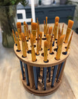 Rotating Paint Brush Holder - Handmade Paint Brush Holder Rotating Art Supply Organizer – Large Capacity Cherry Hardwood Brush Organizer for Desk, Arts and Crafts
