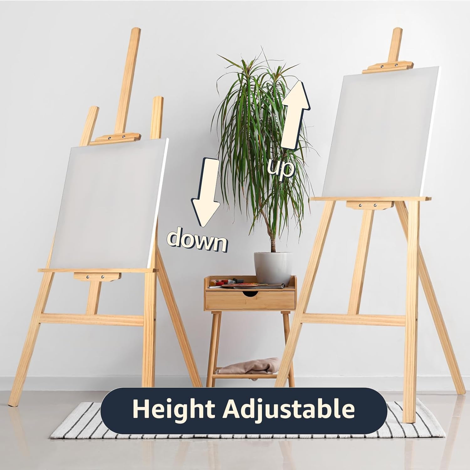 Nian Feng Wooden Easel for Painting, Adjustable Floor Easel, Folding Easel Stand for Wedding Poster, Painting Easel Large for Adults and Kids