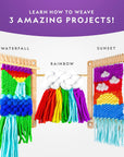 NATIONAL GEOGRAPHIC Wooden Arts and Crafts Loom Weaving Kit - Yarn and 3 Fun Designs for Easy Weaving, Child Weaving Set with Loom