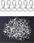 100Pcs Key Chain Clip Hook and D Rings Set Include 50Pcs Swivel Snap Hooks Lanyard Clips and 50Pcs D Rings for Keychain and Purse Hardware (1/2” inside Width)