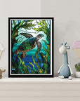 5D DIY Diamond Painting Kits for Adults Kids, Sea Turtle Stained Glass Full Drill Embroidery Cross Stitch Crystal Rhinestone Paintings Pictures Arts Wall Decor Painting Dots Kits 15.7X11.8 In