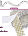 3 Yards Self-Adhesive Crystal Rhinestone Ribbon, Diamond Bling Strips with 2 Mm Rhinestones Tape for Arts Crafts Wedding Birthday Party DIY Event Car Phone Decoration(Silver)