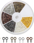 6 Color 600-1200Pcs Small Screw Pins, Threaded Silver Clasps and Hooks for Jewelry Making (600)