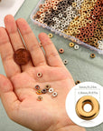 800 Pcs 6Mm Flat Gold Beads Flat round Spacer Beads for Bracelets Making round Rondelle Spacer Beads for Jewelry Making Flat Spacer for Necklaces DIY Loose Beads(Mixed Color)