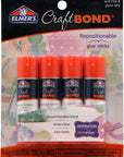 E4020 Craftbond Repositionable Glue Sticks, 4 Sticks per Pack, 6 Grams per Stick, Clear