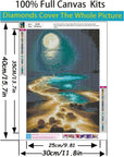 5D Diamond Painting Kits for Adults Beginners,Moonlight Beach Diamond Art Kit,Diy Full round Drill Diamond Dot Gem Art Kits for Adults,Home Wall Decor 11.8X15.7 Inch, JK300-1