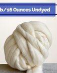 Merino Wool Roving 1 Lb (16 Ounces) for Spinning | Soft Chunky Jumbo Yarn for Arm Knitting Blanket |100% Natural Undyed (Off-White) Wool Yarn, Felting Core, Carded Stuffing