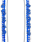 2024 Graduation Ribbon Lei and Honor Cord Braided Necklace - Blue White Handmade Long Grad Satin Lei with Glitter "2024 GRAD" Pins for Class of 2024 Women Men High School College Grad Party Supplies