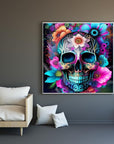 5D Diamond Painting Kits for Adults Beginners,Skull Flower Diamond Art Kit,Diy Full round Drill Diamond Dot Gem Art Kits for Adults,Home Wall Decor 13.78X13.78 Inch, Onesize, JK301-1