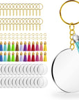 120 Pcs Acrylic Keychain Blank with Key Rings: Tassels Key Chain for Craft,Bulk Keychain Rings,Key Chain Kit for Girls, Silver