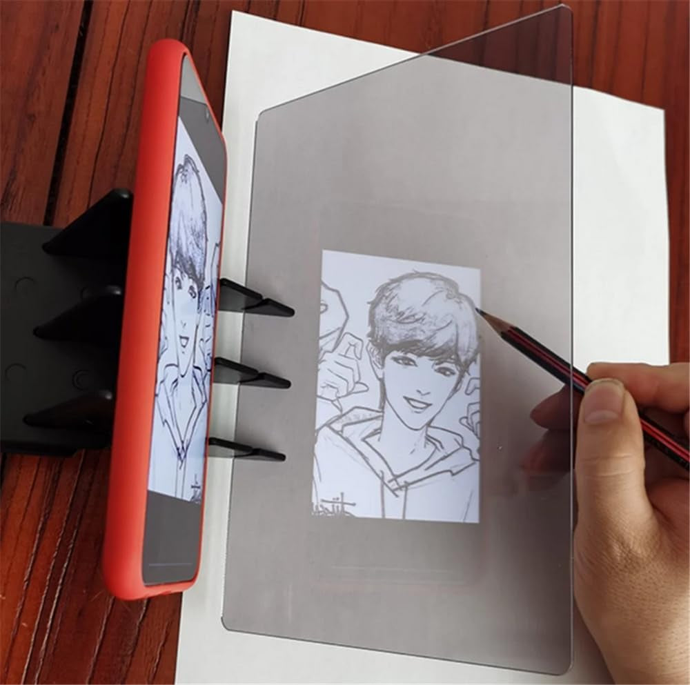 Ortable DIY Drawing Tracing Board Light Copy Pad Optical Image Reflection Projector Wireless Copy Board Shadow Mirror Tracer with Stand,For Artist, Sketching Beginner