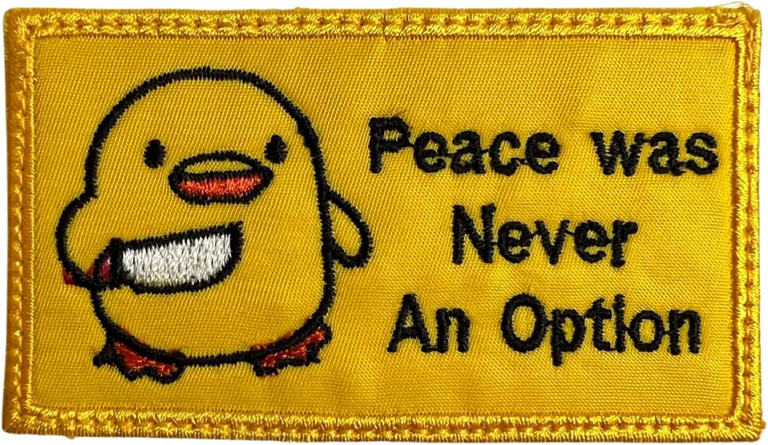 Peace Was Never an Option Chick Meme Patch - Funny Tactical Military Morale Embroidered Patch Hook Fastener Backing