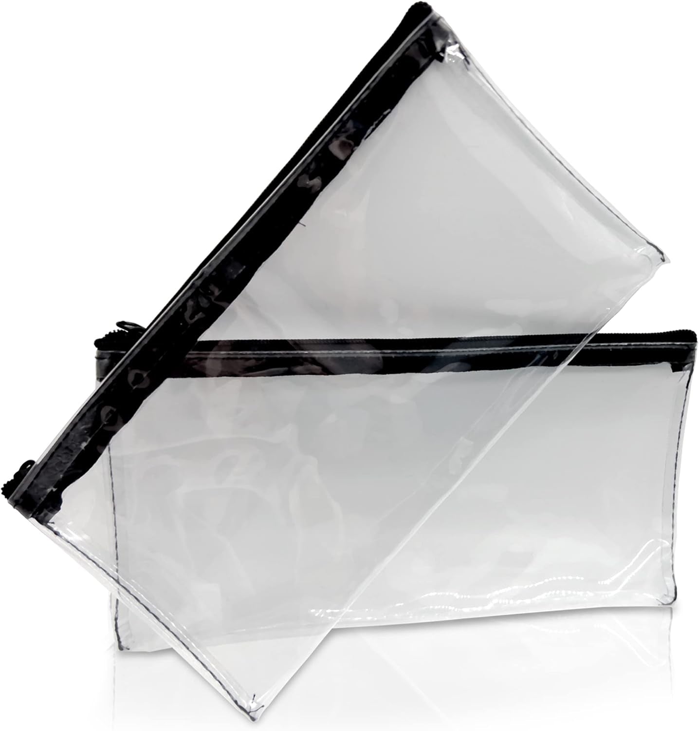 Pencil Case - Transparent PVC Pencil Cases with Zipper - Clear Pencil Case for Exams Pen Pencil Stationary - Pencil Case for Girls Boys (Pack of 2)