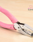 1 Pack 6.3 Inch Length 1/4 Inch Diameter of Heart Shape Hole Single Paper Hole Punch, Puncher with Pink Soft Thick Leather Cover(Heart 1/4 Inch)