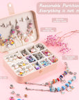 Charm Bracelet Making Kit - Girls 120 Pcs DIY Beaded Jewelry Making Kit, Unicorn & Mermaid Gifts for Girls Toys Crafts for Teen Girls Ages 5 6 7 8-12, with a Portable Bracelet Organizer Box