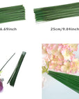 100 Pcs Plastic Floral Stem 6.69 Inch/17Cm, Artificial Flower Rod Flower Stem Wire Making Accessories, DIY Crafts Bouquet Stem Flower Arrangements Decor Supplies (Green - 17 Cm)
