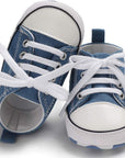 Unisex Baby Boys Girls High Top Sneaker Soft Anti-Slip Sole Newborn Infant First Walkers Canvas Denim Shoes