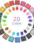 20 Colors Washable Ink Pads for Kids Rubber Stamps, Fingerprint Crafts Stamp Pad for Kids, Paper, Scrapbook, Fabric, Wood (Pack of 20)