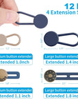 12 PCS Button Extenders for Jeans, Pants Button Extender, Waist Extenders for Pants for Women Men, No Sewing Instant Waistband Extension 1-1.8 Inches