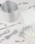 Candle Making Kit, 60Pcs Candle Wicks, 60Pcs Candle Wicks Sticker, 1Pc Candle Wax Pouring Pot, 2Pcs 3-Hole Wicks Centering Devices, 1Pc Mixing Spoon, DIY Candles Craft Tools