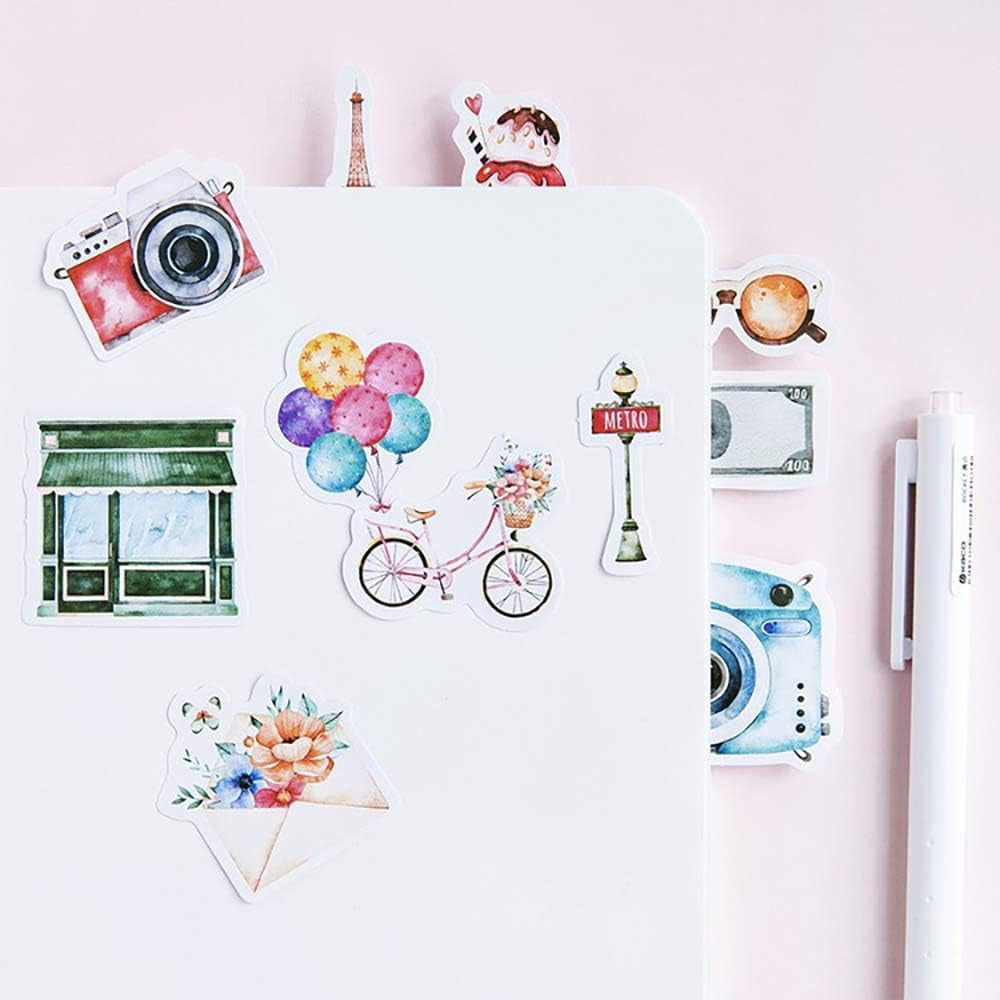 Mini Size Scrapbook Stickers, 45Pcs  DIY Decoration Travel Stickers Life Set for Travel Case, Laptop, Planners, Calendars, Scrapbook, Suitcase, Notebooks, Dimension Less 44Mm(Travel)