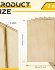 12 Pcs Basswood Sheets 3Mm 1/8" X 12" X 18" Plywood Board Craft Wood Thin Wood Sheets for DIY Arts Crafts Woodworking Scroll Sawing Projects Painting Drawing Laser Cutting Projects Laser Wood Burning