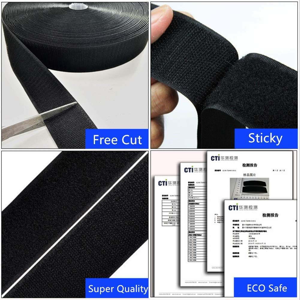 Sew on Hook and Loop Tape 3/4 Inch Width, Non-Adhesive Sticky Back, Sewing Fastening Tape Nylon Fabric Fastener Interlocking Tape Sewing Fasteners for Sewing DIY Crafts (White, 16.4FT)