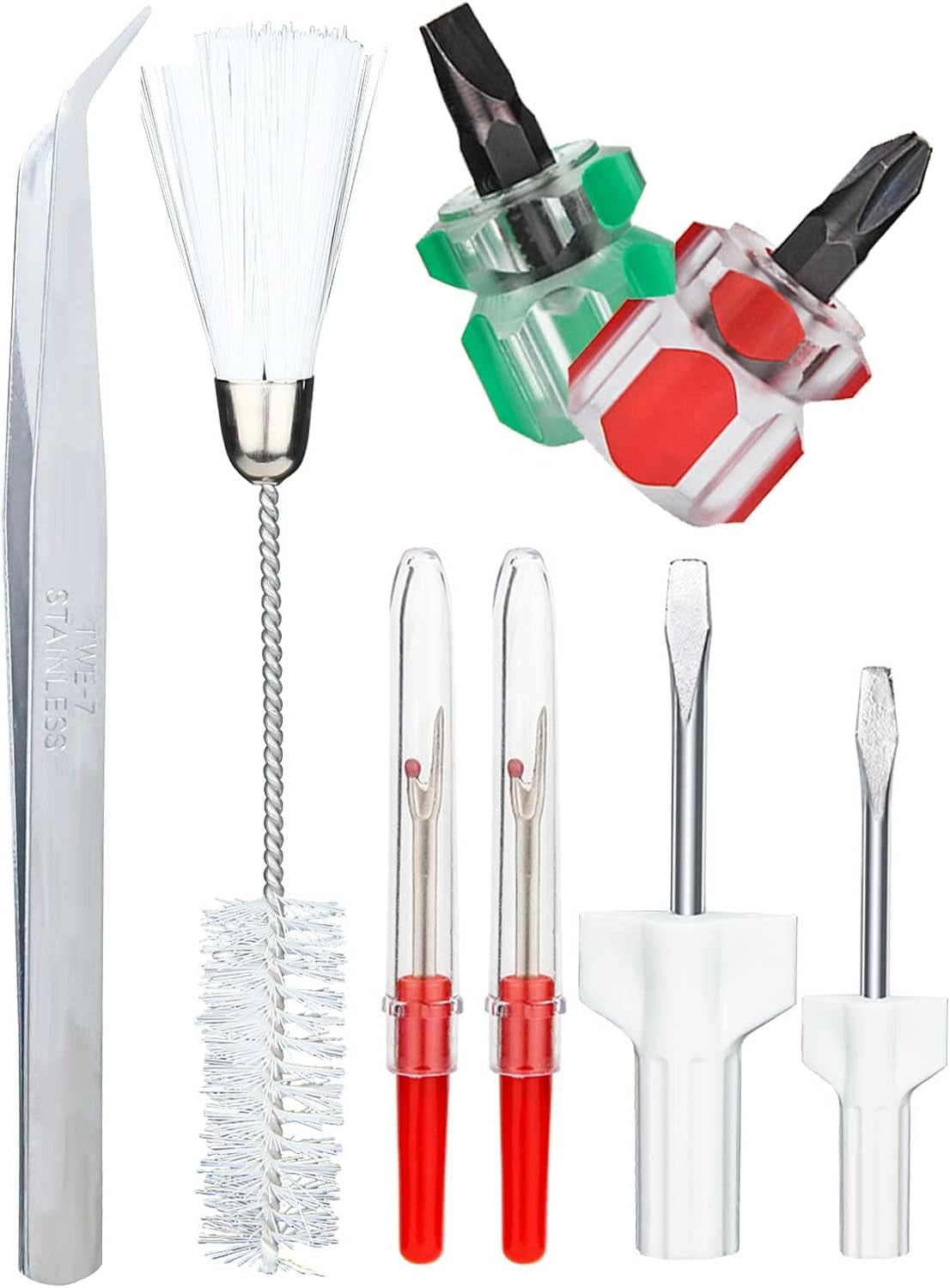 Sewing Machine Cleaning Kit,  8Pcs Repair Machine Sewing Tools Includes Tweezer Double Headed Lint Brush Different Size Screwdrivers and Seam Rippers to Boost Machine Sewing Performance