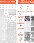 Resin Molds for Jewelry,  678Pcs Earring Making Kit with 28Pcs Epoxy Molds and 650Pcs Earring Hooks, Jump Rings for Pendants, Resin Crafts, DIY Earring