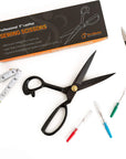 Sewing Scissors for Fabric Cutting – Heavy Duty Scissors – Ultra Sharp Sewing Shears for Quilting, Sewing, and Dressmaking with Tape Measure, Thread Snips, 3 Seam Rippers Black