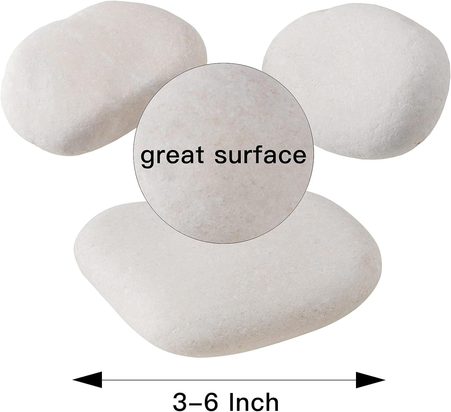 River Rocks for Painting,2-6 Inches 12PCS DIY & Smooth Kindness White Rocks for Arts,5 Pounds Naturally Stone, Pebble Perfect for Kids Party, Crafts, and Decoration