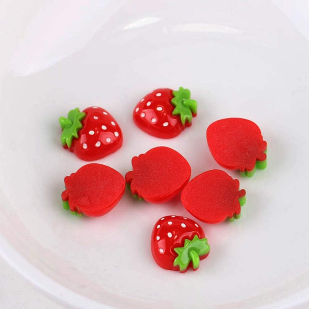 Rurili Mini Resin Strawberry Flat Back for Scrapbooking Embellishment DIY Craft Decors Hair Accessories 50 Pcs(A)