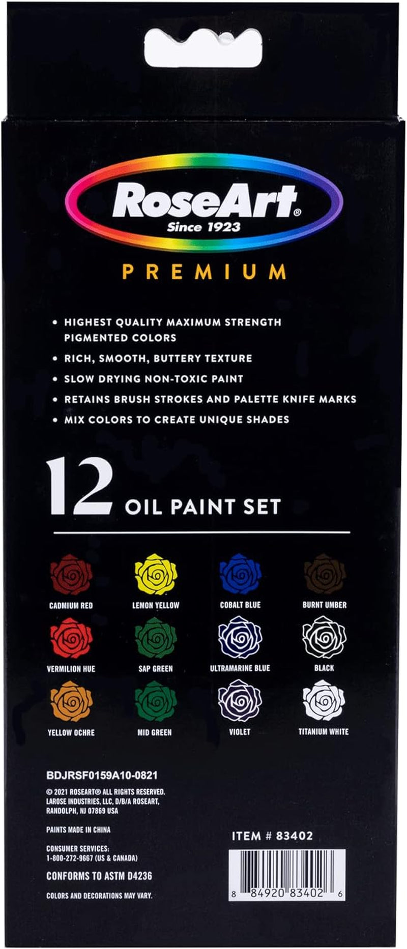 Premium Oil Paint - Set 12 Colors, Maximum Strength Pigmented Oil Paints for Professionals, Students,
