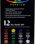 Premium Oil Paint - Set 12 Colors, Maximum Strength Pigmented Oil Paints for Professionals, Students,