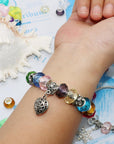 Large Hole Glass Beads Murano Glass Beads Assorted Faceted European Lampwork Spacer Loose Bracelets Beads Silver Plated Cores Charms for DIY Crafts Jewelry Making 50 Pcs Mixed