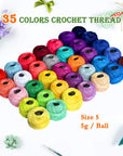 Crochet Thread Cotton Yarn Threads Balls 35 Balls Popular Rainbow Colors of Size 5 Crochet Thread 100% Long Staple Cotton Mercerized Cotton