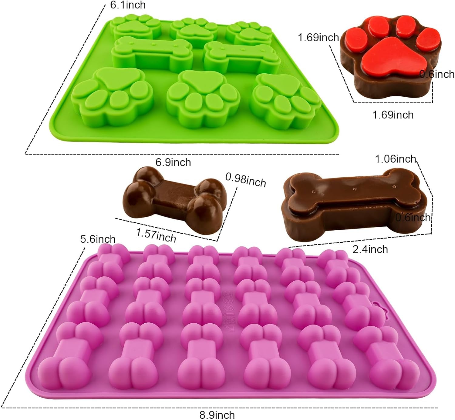 Paw Print Silicone Mold Dog Treat Mold Silicone Dog Paw Mold Dog Cat Animal Paw Mold for Homemade Dog Treats,Soap,Candy Silicone Baking Mold 4 Pieces